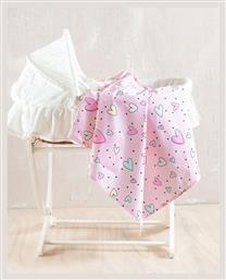 Pop Hearts Βρεφικό Σεντόνι Λίκνου Βαμβακερό Ροζ 80x110εκ. Rythmos