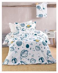 Σετ Παιδική Παπλωματοθήκη Μονή με Μαξιλαροθήκη Βαμβακερή Λευκό 160x250εκ. Rythmos