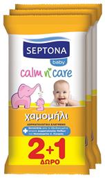 Calm N' Care Chamomile Μωρομάντηλα χωρίς Οινόπνευμα & Parabens με Χαμομήλι 3x12τμχ Septona