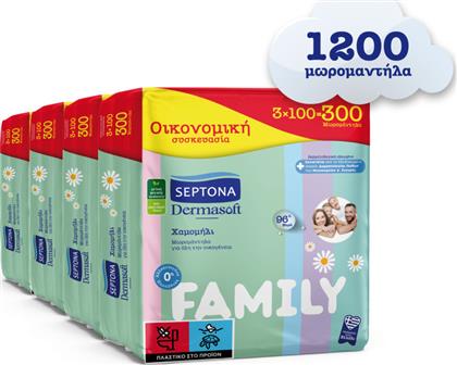 Septona Family Μωρομάντηλα χωρίς Οινόπνευμα & Parabens με Χαμομήλι 12x100τμχ