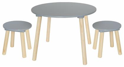 Σετ Παιδικό Τραπέζι με Καρέκλες από Ξύλο Γκρι από το Plus4u