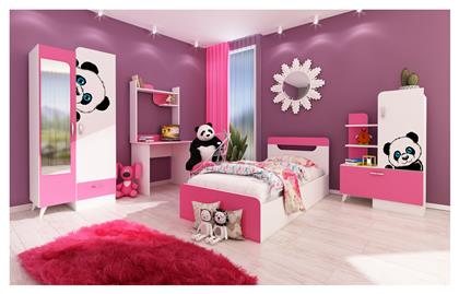 Σετ Παιδικού Δωματίου Panda Φούξια 4τμχ με Κρεβάτι για Στρώμα 82x190εκ.