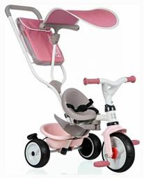 Smoby Παιδικό Τρίκυκλο Ποδήλατο Μετατρεπόμενο με Αποθηκευτικό Χώρο, Σκίαστρο & Χειρολαβή Γονέα Baby Balade Plus για 10+ Μηνών Ροζ