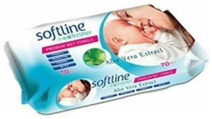 Premium Μωρομάντηλα χωρίς Οινόπνευμα & Parabens με Aloe Vera 72τμχ Softline Fresher