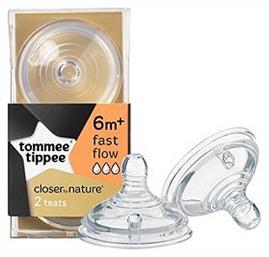 Baby Closer To Nature Teats Fast Flow 6m+ Tommee Tippee