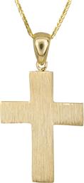 Βαπτιστικοί Σταυροί με Αλυσίδα Ανάγλυφος σταυρός για αγόρι Κ14 C023490 023490C Ανδρικό Χρυσός 14 Καράτια από το Kosmima24