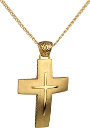 Βαπτιστικοί Σταυροί με Αλυσίδα ΧΡΥΣΟΣ ΣΤΑΥΡΟΣ Κ14 ΜΕ ΚΑΔΕΝΑ 014716C Ανδρικό Χρυσός 14 Καράτια από το Kosmima24