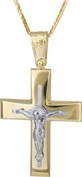 Βαπτιστικοί Σταυροί με Αλυσίδα Δίχρωμος αντρικός σταυρός 14Κ C023436 023436C Ανδρικό Χρυσός 14 Καράτια από το Kosmima24