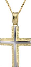 Βαπτιστικοί Σταυροί με Αλυσίδα Δίχρωμος σταυρός για αγόρι Κ14 024235C 024235C Ανδρικό Χρυσός 14 Καράτια από το Kosmima24