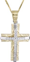 Βαπτιστικοί Σταυροί με Αλυσίδα Δίχρωμος σταυρός για κορίτσι 14Κ C021469 021469C Γυναικείο Χρυσός 14 Καράτια από το Kosmima24