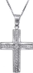 Βαπτιστικοί Σταυροί με Αλυσίδα Λευκόχρυσος σταυρός για κορίτσι Κ14 C022815 022815C Γυναικείο Χρυσός 14 Καράτια από το Kosmima24