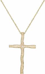 Βαπτιστικοί Σταυροί με Αλυσίδα Ματ κυματιστός σταυρός με μπριγιάν Κ18 σετ με αλυσίδα 033839 033839 Γυναικείο Χρυσός 18 Καράτια από το Kosmima24