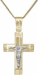 Βαπτιστικοί Σταυροί με Αλυσίδα Βαπτιστικός δίχρωμος σταυρός 9Κ με αλυσίδα 033712C 033712C Ανδρικό Χρυσός 9 Καράτια από το Kosmima24