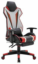 Woodwell BF9550 Καρέκλα Gaming Δερματίνης με Ρυθμιζόμενα Μπράτσα και Υποπόδιο Μαύρο/Κόκκινο/Λευκό από το Esmarket