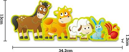 Ξύλινο Παιδικό Puzzle Numbers & Farm Animals 10pcs Hape
