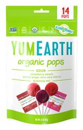 YumEarth Γλειφιτζούρια Organic Pops με Γεύση Κεράσι, Μήλο, Σταφύλι 87gr 14τμχ